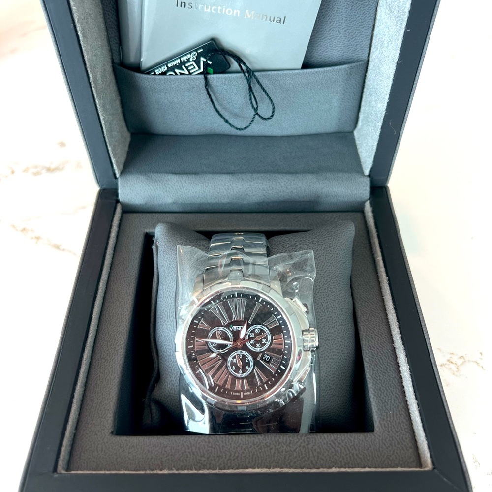 Venus swiss made chronograph steel watch VE-1311A1-12-B1 (Never Worn)